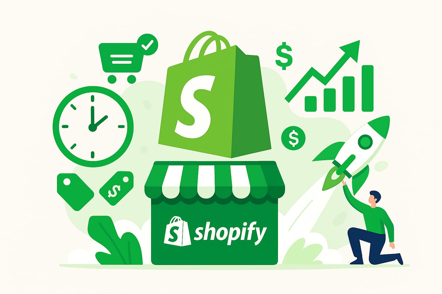 Shopify Store Setup Shopify dashboard analytics showing sales reports, traffic, conversions, and revenue growth in real-time.