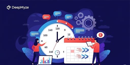 Meta Ads Lead Generation Illustration Showing Time-Saving and Automation by DeepMyze